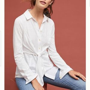 Maeve by Anthropologie Front Tie Blouse